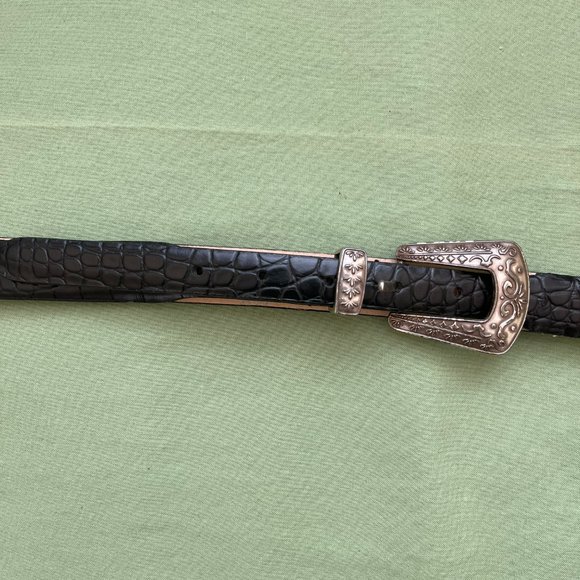 Black BRIGHTON Belt with Silver - Picture 4 of 7